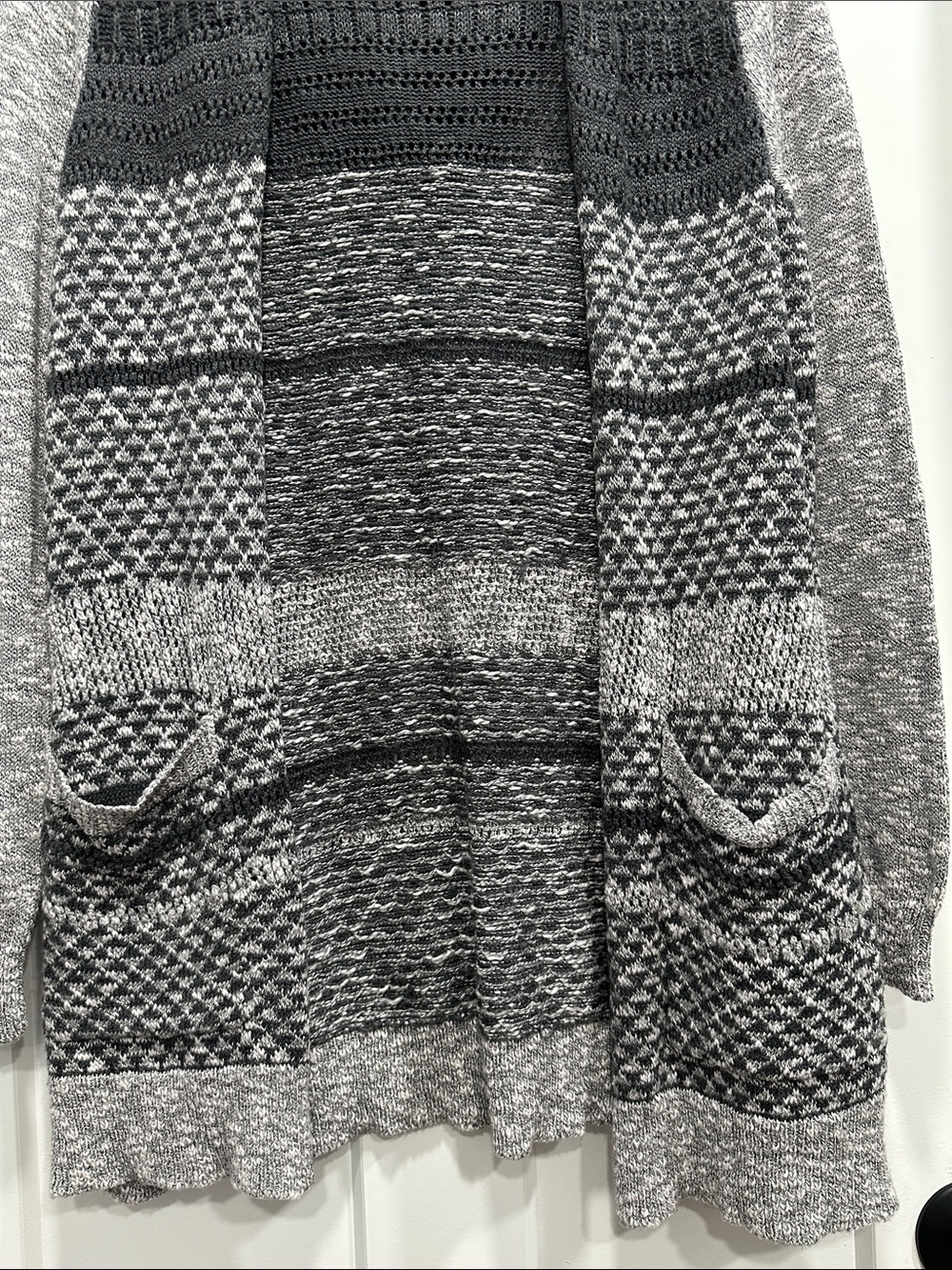 Women's Hooded Knit Sweater - Gray - Size Large - Picture 4 of 11